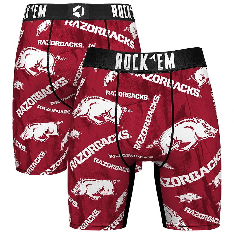 Men's Rock Em Socks Cardinal Arkansas Razorbacks All Over Logo Boxer Briefs