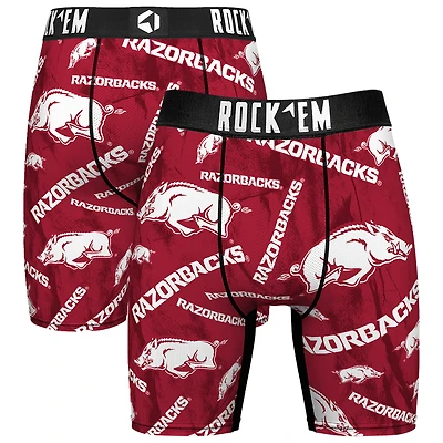 Men's Rock Em Socks Cardinal Arkansas Razorbacks All Over Logo Boxer Briefs