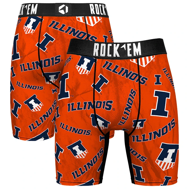 Men's Rock Em Socks Orange Illinois Fighting Illini All Over Logo Boxer Briefs