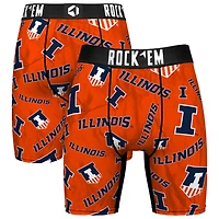 Men's Rock Em Socks Orange Illinois Fighting Illini All Over Logo Boxer Briefs