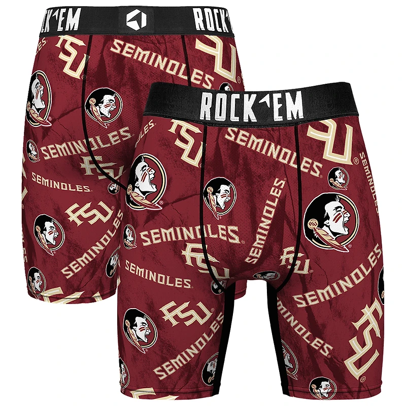 Men's Rock Em Socks Garnet Florida State Seminoles All Over Logo Boxer Briefs