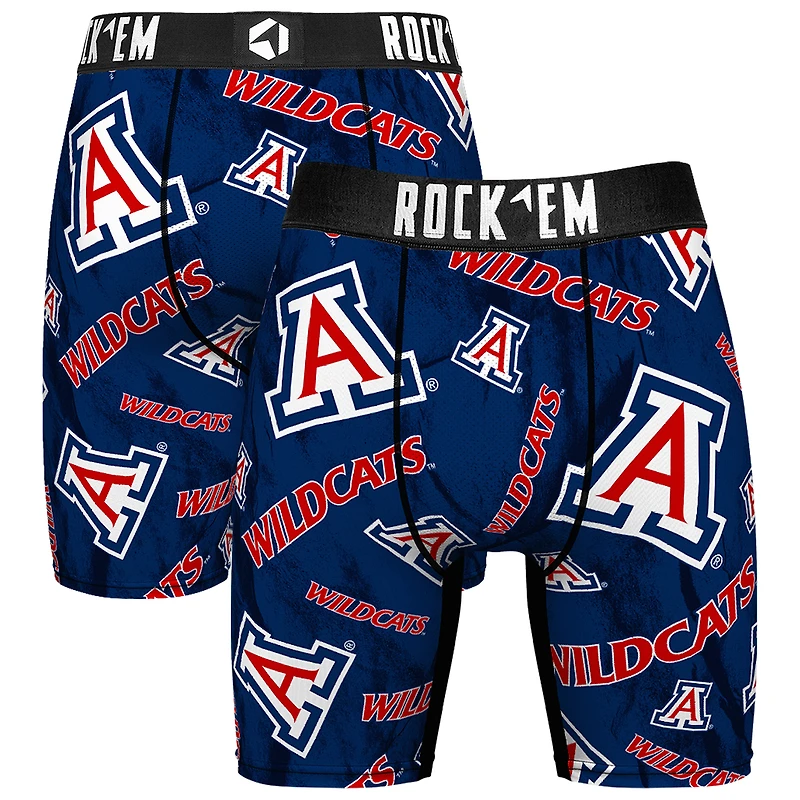 Men's Rock Em Socks Navy Arizona Wildcats All Over Logo Boxer Briefs