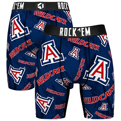 Men's Rock Em Socks Navy Arizona Wildcats All Over Logo Boxer Briefs