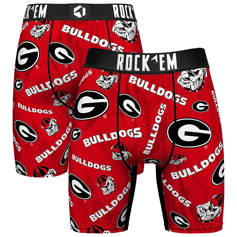 Men's Rock Em Socks Red Georgia Bulldogs All Over Logo Boxer Briefs