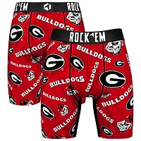 Men's Rock Em Socks Red Georgia Bulldogs All Over Logo Boxer Briefs