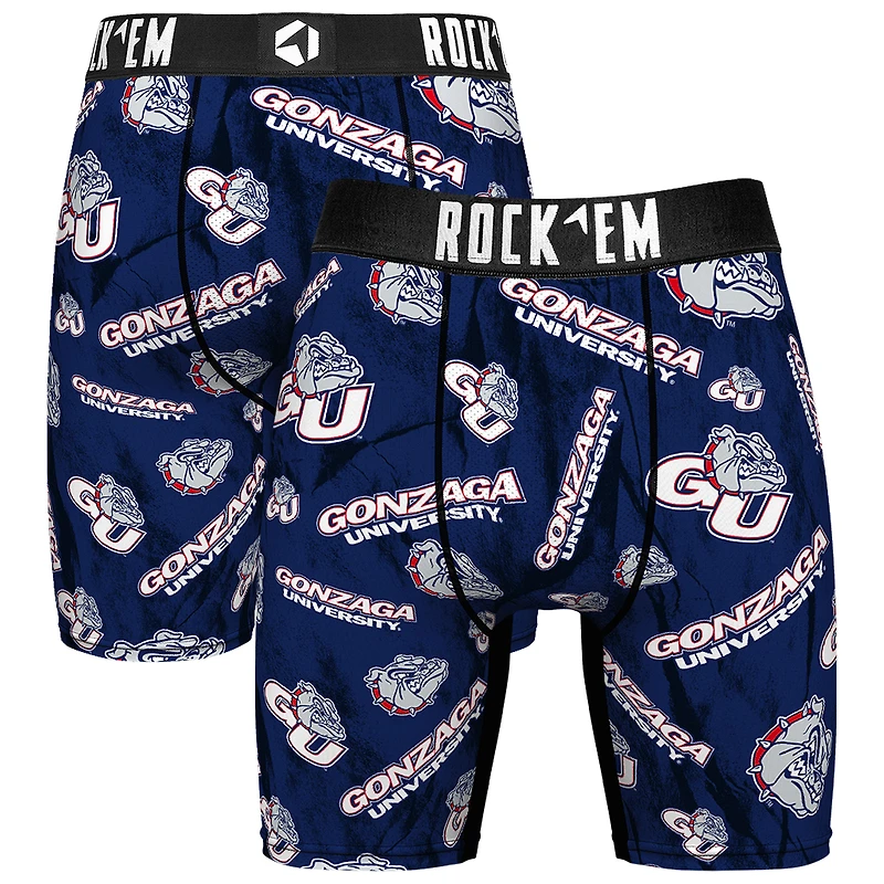 Men's Rock Em Socks Navy Gonzaga Bulldogs All Over Logo Boxer Briefs