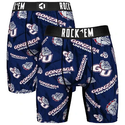 Men's Rock Em Socks Navy Gonzaga Bulldogs All Over Logo Boxer Briefs