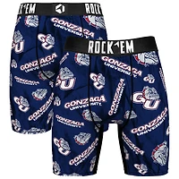 Men's Rock Em Socks Navy Gonzaga Bulldogs All Over Logo Boxer Briefs