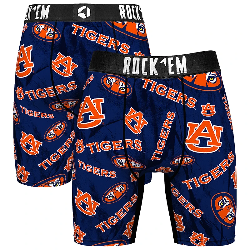 Men's Rock Em Socks Navy Auburn Tigers All Over Logo Boxer Briefs