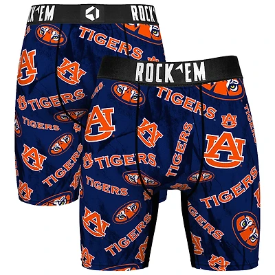 Men's Rock Em Socks Navy Auburn Tigers All Over Logo Boxer Briefs