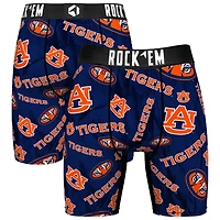 Men's Rock Em Socks Navy Auburn Tigers All Over Logo Boxer Briefs