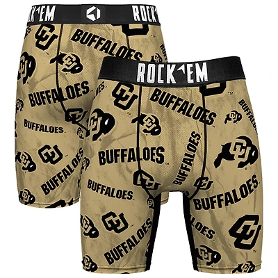 Men's Rock Em Socks Gold Colorado Buffaloes All Over Logo Boxer Briefs