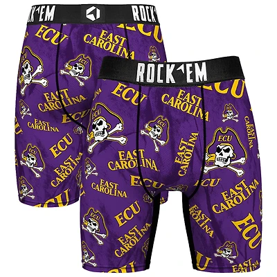 Men's Rock Em Socks Purple ECU Pirates All Over Logo Boxer Briefs