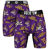 Men's Rock Em Socks Purple ECU Pirates All Over Logo Boxer Briefs