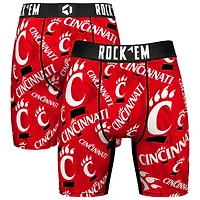 Men's Rock Em Socks Red Cincinnati Bearcats All Over Logo Boxer Briefs