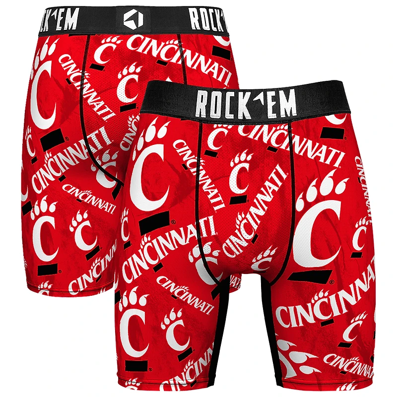 Men's Rock Em Socks Red Cincinnati Bearcats All Over Logo Boxer Briefs