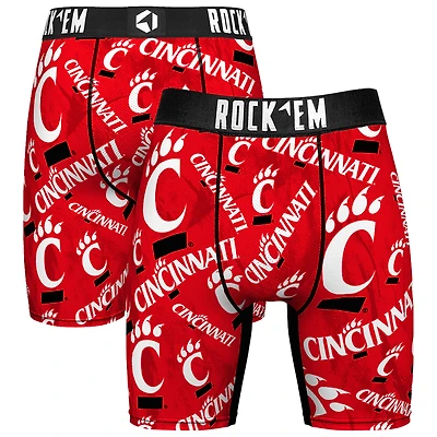 Men's Rock Em Socks Red Cincinnati Bearcats All Over Logo Boxer Briefs
