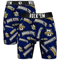 Men's Rock Em Socks Blue Marquette Golden Eagles All Over Logo Boxer Briefs