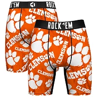 Men's Rock Em Socks Orange Clemson Tigers All Over Logo Boxer Briefs
