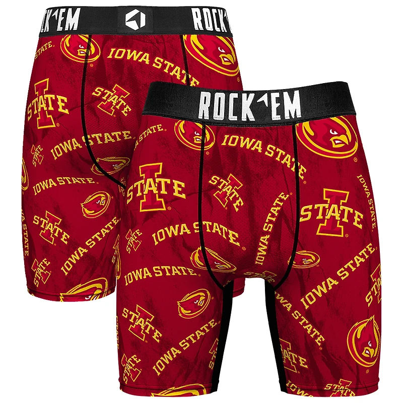 Men's Rock Em Socks Cardinal Iowa State Cyclones All Over Logo Boxer Briefs