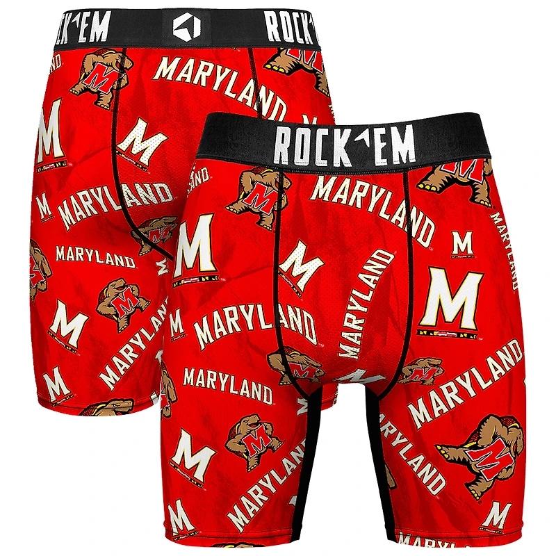 Men's Rock Em Socks Red Maryland Terrapins All Over Logo Boxer Briefs