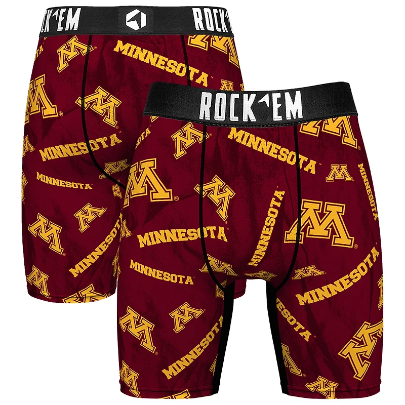 Men's Rock Em Socks Maroon Minnesota Golden Gophers All Over Logo Boxer Briefs