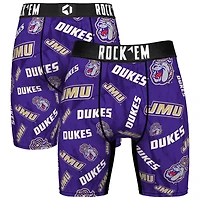 Men's Rock Em Socks Purple James Madison Dukes All Over Logo Boxer Briefs