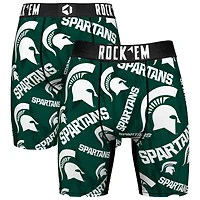 Men's Rock Em Socks Green Michigan State Spartans All Over Logo Boxer Briefs
