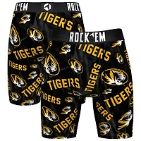 Men's Rock Em Socks Black Missouri Tigers All Over Logo Boxer Briefs