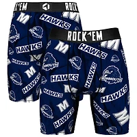 Men's Rock Em Socks Navy Monmouth Hawks All Over Logo Boxer Briefs