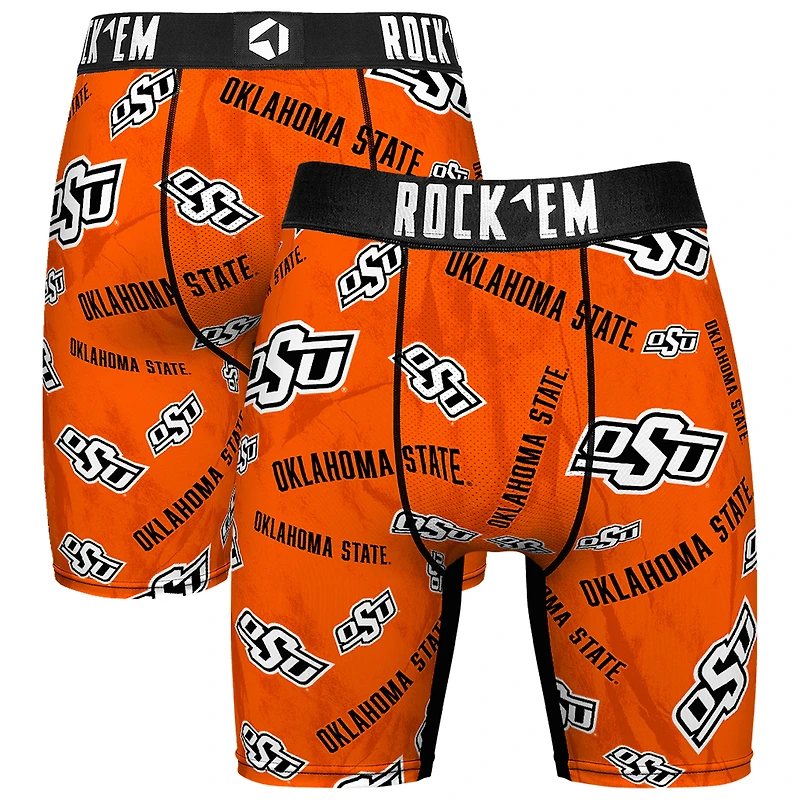 Men's Rock Em Socks Orange Oklahoma State Cowboys All Over Logo Boxer Briefs