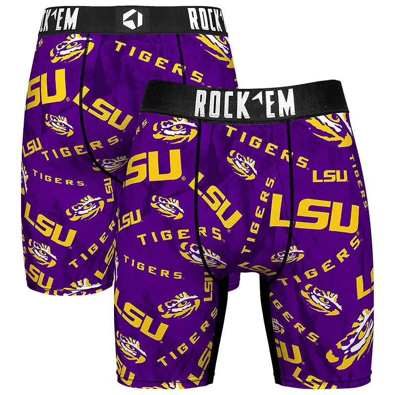 Men's Rock Em Socks Purple LSU Tigers All Over Logo Boxer Briefs