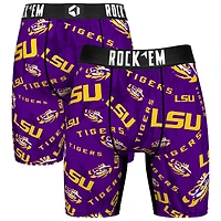 Men's Rock Em Socks Purple LSU Tigers All Over Logo Boxer Briefs