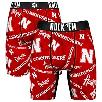 Men's Rock Em Socks Scarlet Nebraska Huskers All Over Logo Boxer Briefs