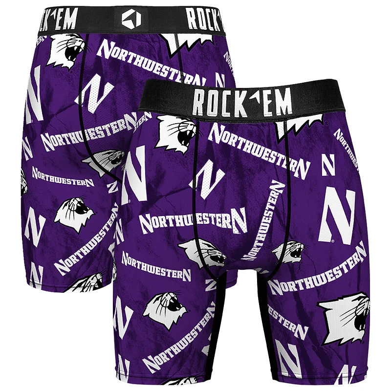 Men's Rock Em Socks Purple Northwestern Wildcats All Over Logo Boxer Briefs