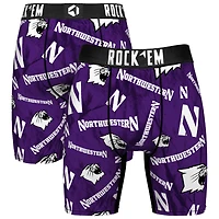 Men's Rock Em Socks Purple Northwestern Wildcats All Over Logo Boxer Briefs