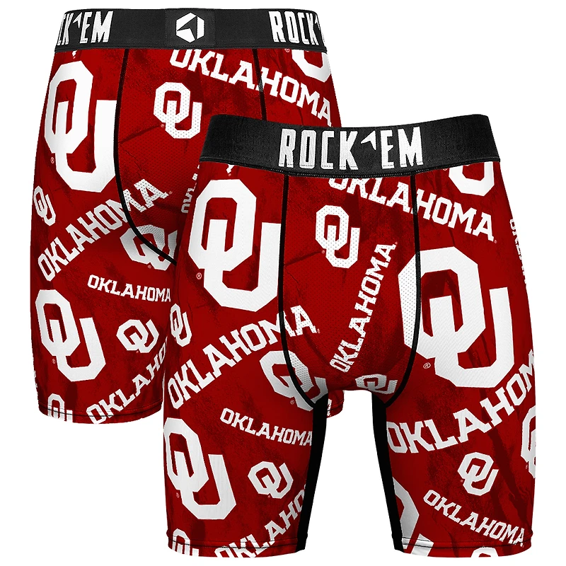 Men's Rock Em Socks Crimson Oklahoma Sooners All Over Logo Boxer Briefs