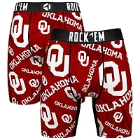 Men's Rock Em Socks Crimson Oklahoma Sooners All Over Logo Boxer Briefs
