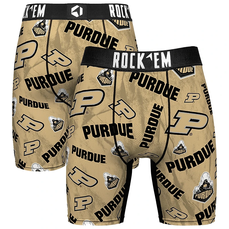 Men's Rock Em Socks Gold Purdue Boilermakers All Over Logo Boxer Briefs