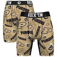 Men's Rock Em Socks Gold Purdue Boilermakers All Over Logo Boxer Briefs