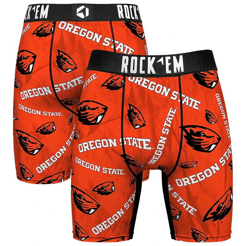 Men's Rock Em Socks Orange Oregon State Beavers All Over Logo Boxer Briefs