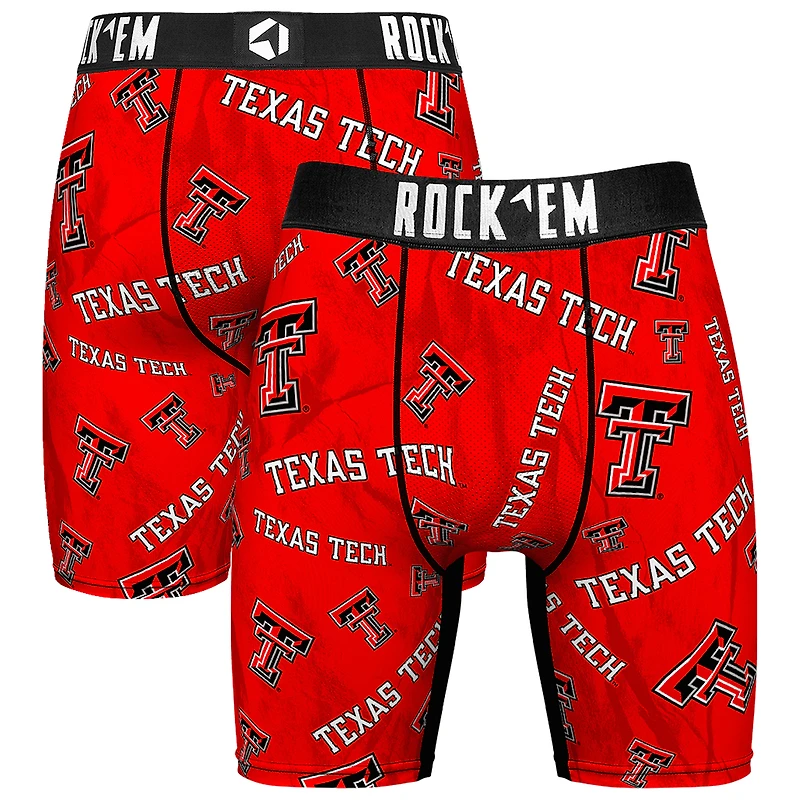 Men's Rock Em Socks Red Texas Tech Red Raiders All Over Logo Boxer Briefs