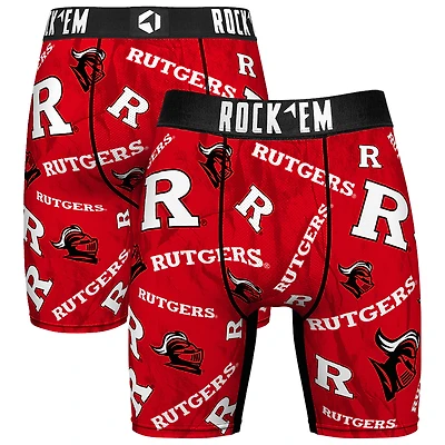 Men's Rock Em Socks Scarlet Rutgers Scarlet Knights All Over Logo Boxer Briefs