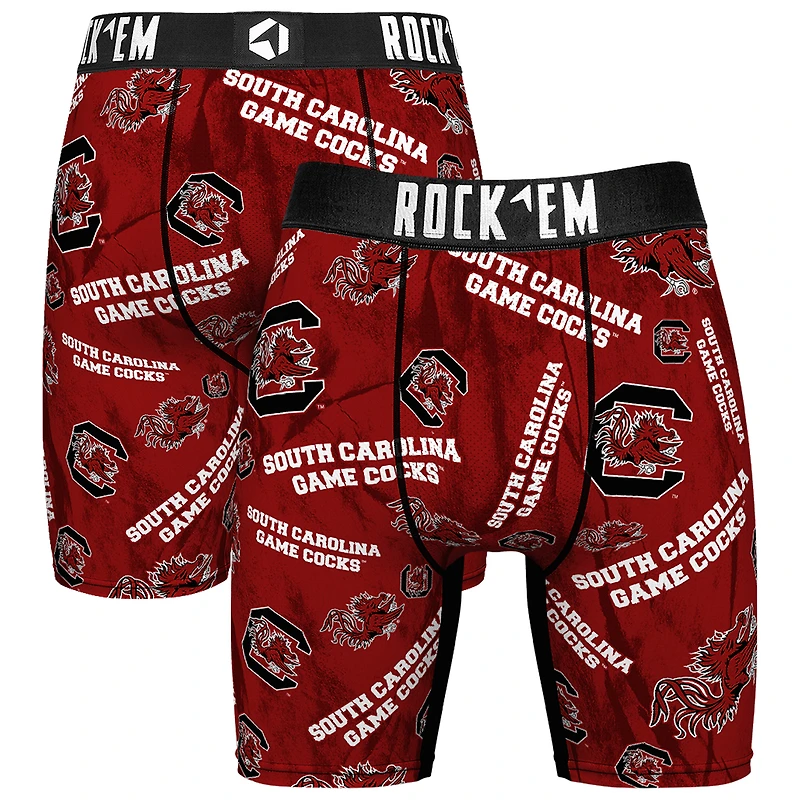 Men's Rock Em Socks Garnet South Carolina Gamecocks All Over Logo Boxer Briefs