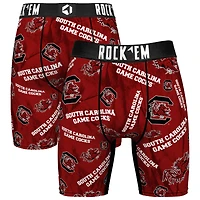 Men's Rock Em Socks Garnet South Carolina Gamecocks All Over Logo Boxer Briefs