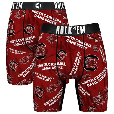 Men's Rock Em Socks Garnet South Carolina Gamecocks All Over Logo Boxer Briefs