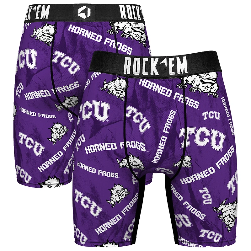 Men's Rock Em Socks Purple TCU Horned Frogs All Over Logo Boxer Briefs