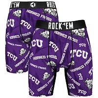 Men's Rock Em Socks Purple TCU Horned Frogs All Over Logo Boxer Briefs