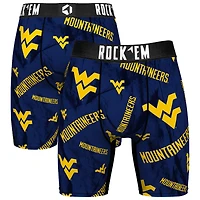 Men's Rock Em Socks Navy West Virginia Mountaineers All Over Logo Boxer Briefs