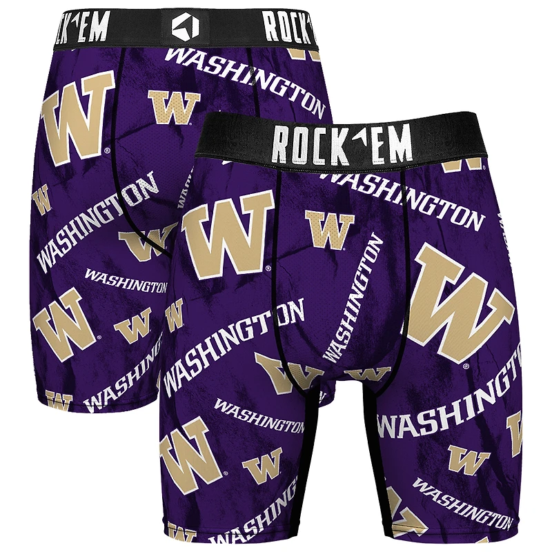 Men's Rock Em Socks Purple Washington Huskies All Over Logo Boxer Briefs
